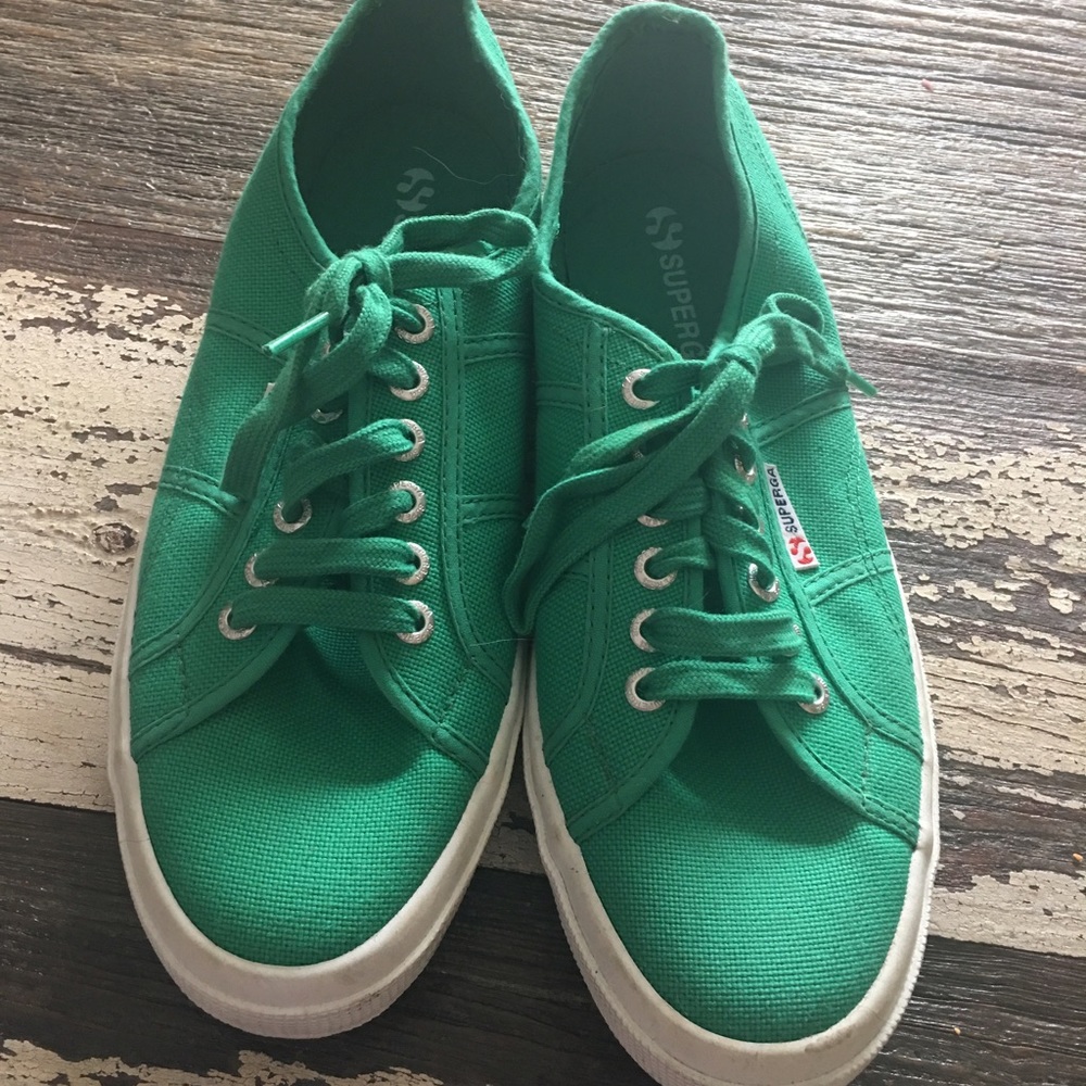Green Superga shoes