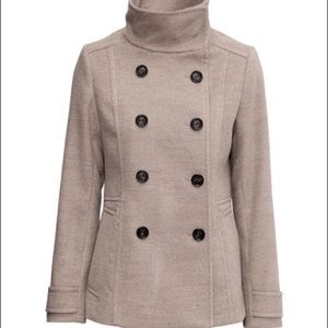 NWOT double breasted taupe peacoat
