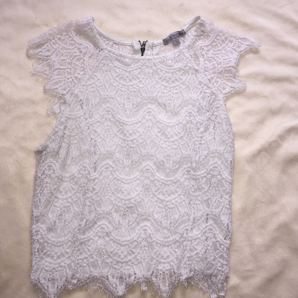 White lace crop top