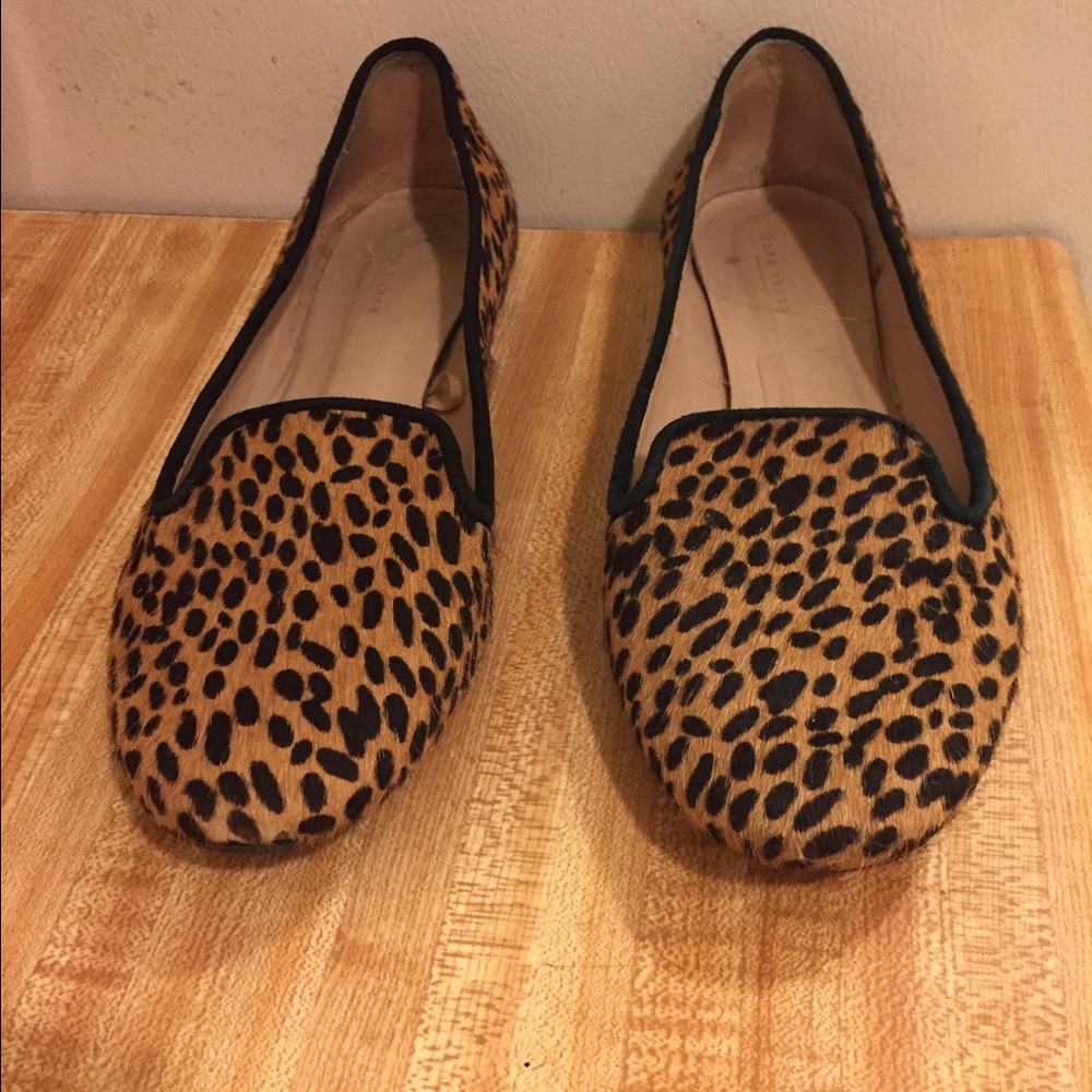 Zara Pony Hair Leopard Flats Size 8