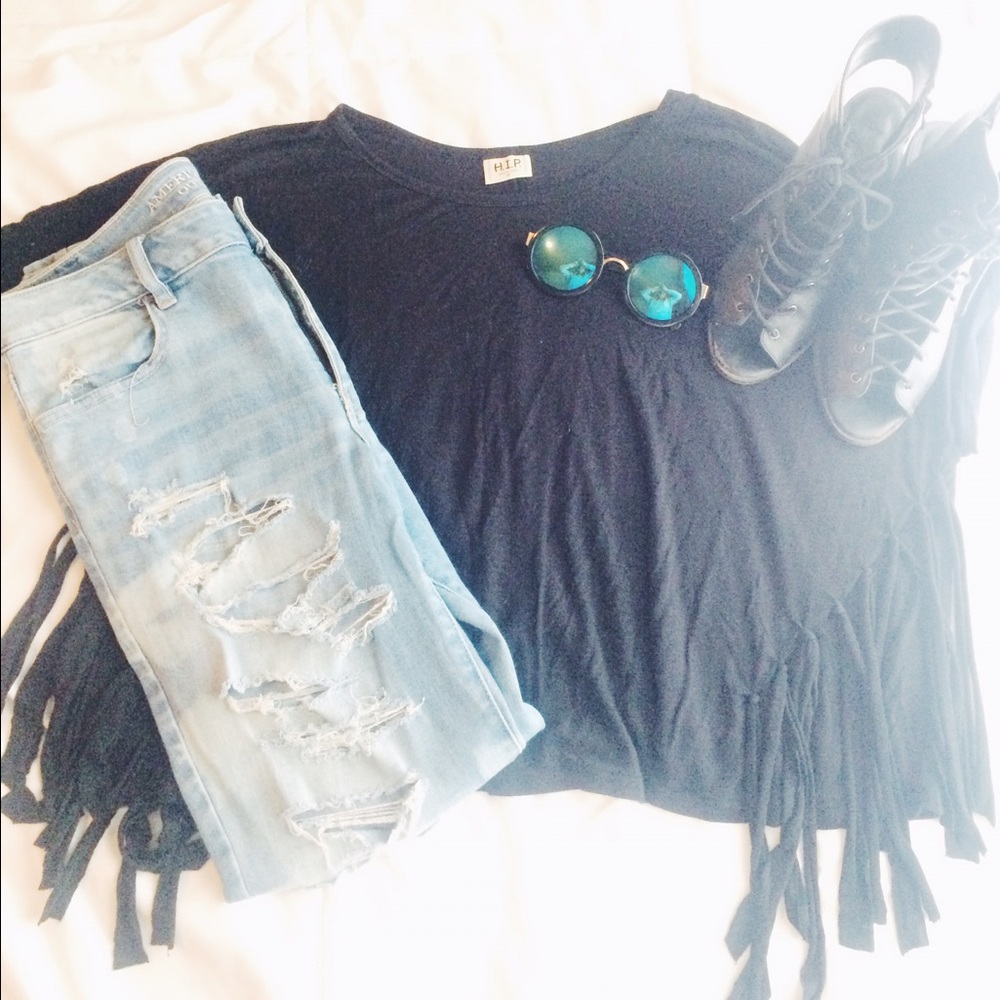 black fringe tee - Picture 1 of 3