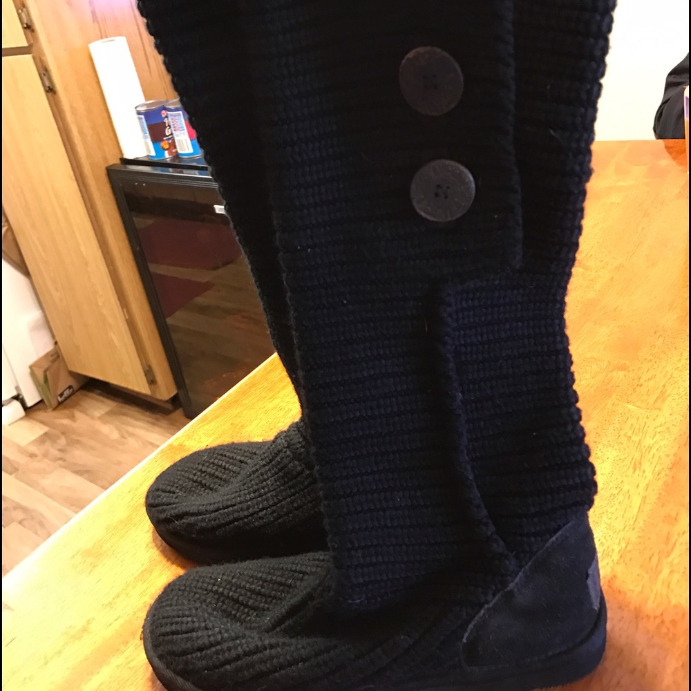 Crocheted black UGG tall boots