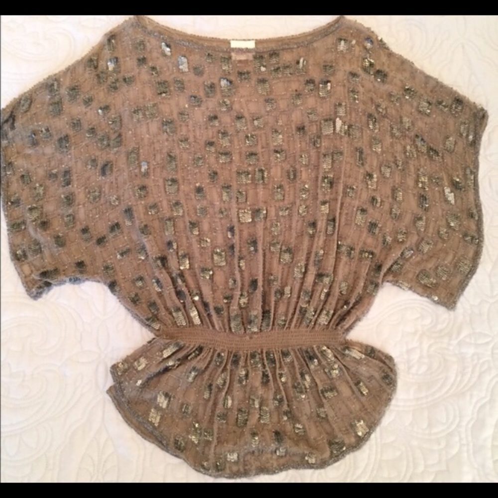 PARKER Beading/ Sequin Chiffon Tunic Top (Medium)