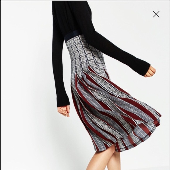 ❤HP ZARA Printed Accordion-Pleat Midi Skirt - Picture 3 of 5
