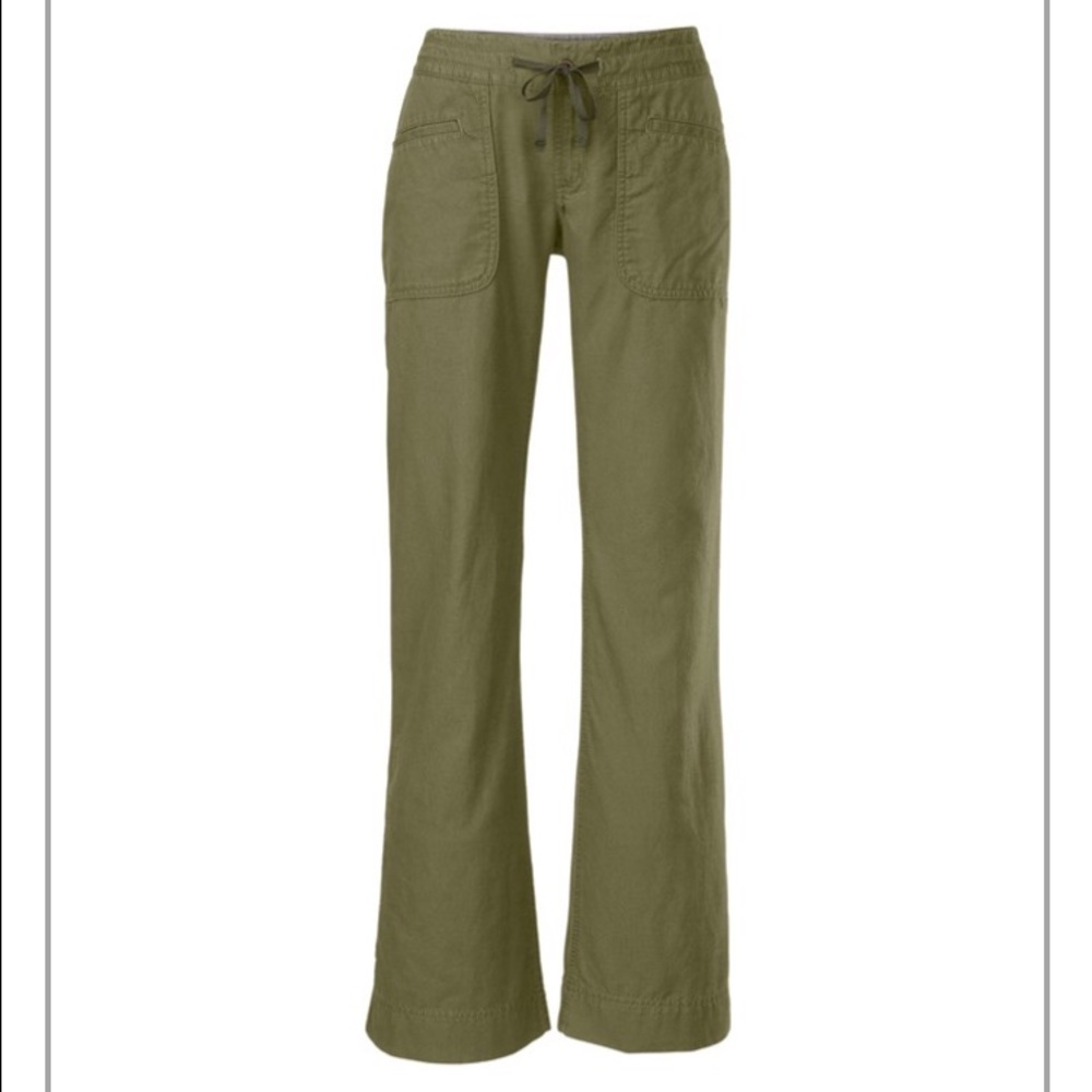 SOLD North Face Linen pants olive green Larison 4