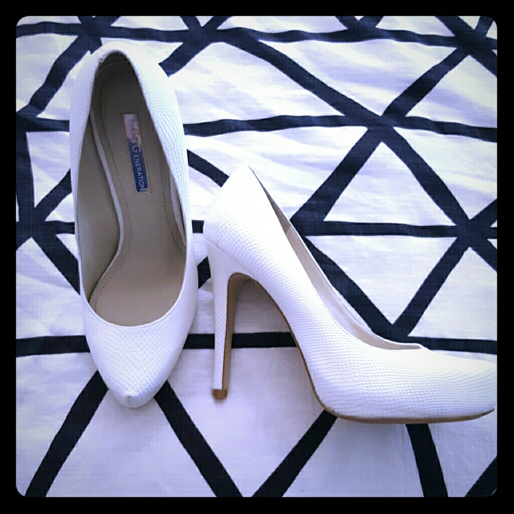 BCBGeneration White Snake Skin Heels