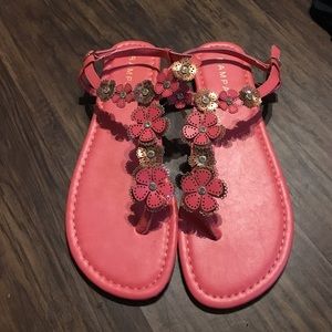 Coral dressy sandals: size 10