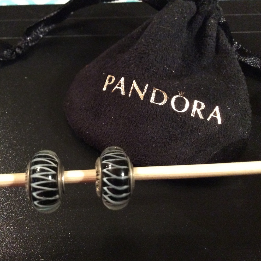 2 Pandora Glass Murano Beads