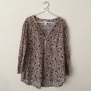 Blush and black 3/4 length sleeve top