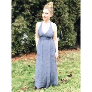 CAbi maxi dress, linen w/ pockets