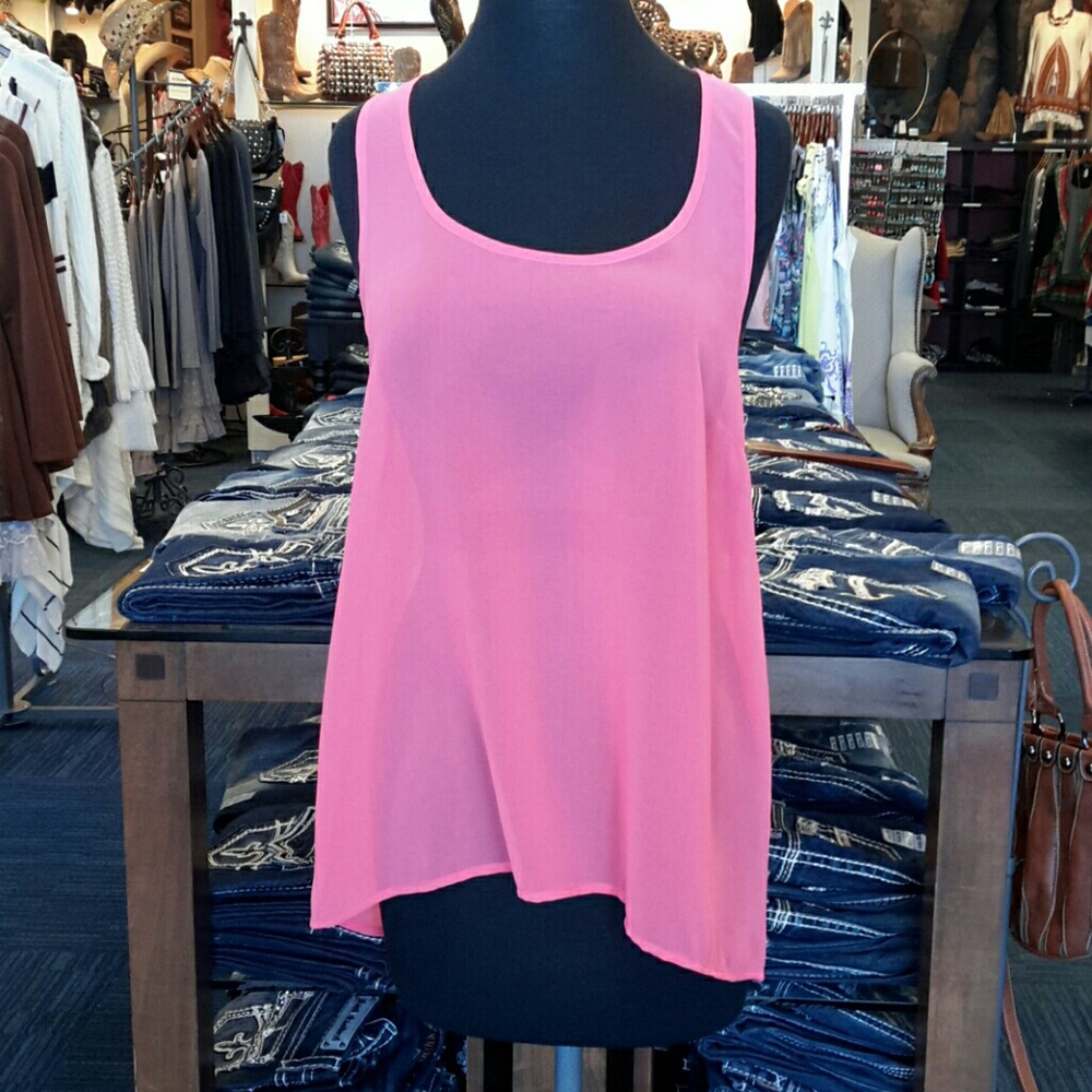 Timing Tank Blouse Top Pink