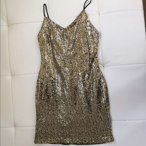 Mystique NYC gold sequin dress