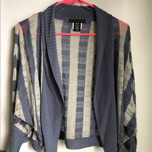 Blue and gray stripped cardigan. - Picture 2 of 4