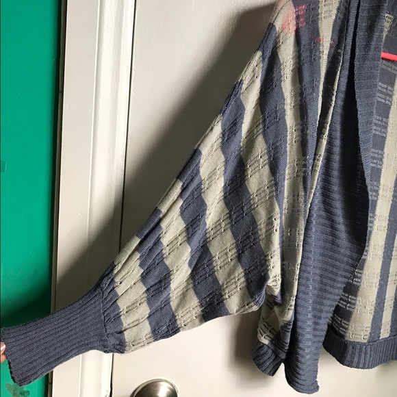 Blue and gray stripped cardigan. - Picture 3 of 4