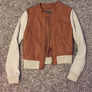 Faux leather and cotton jacket