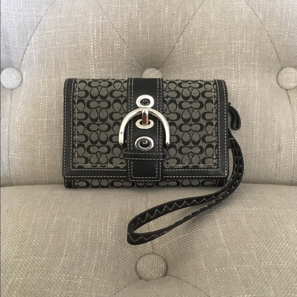 Coach black jacquard monogram wallet