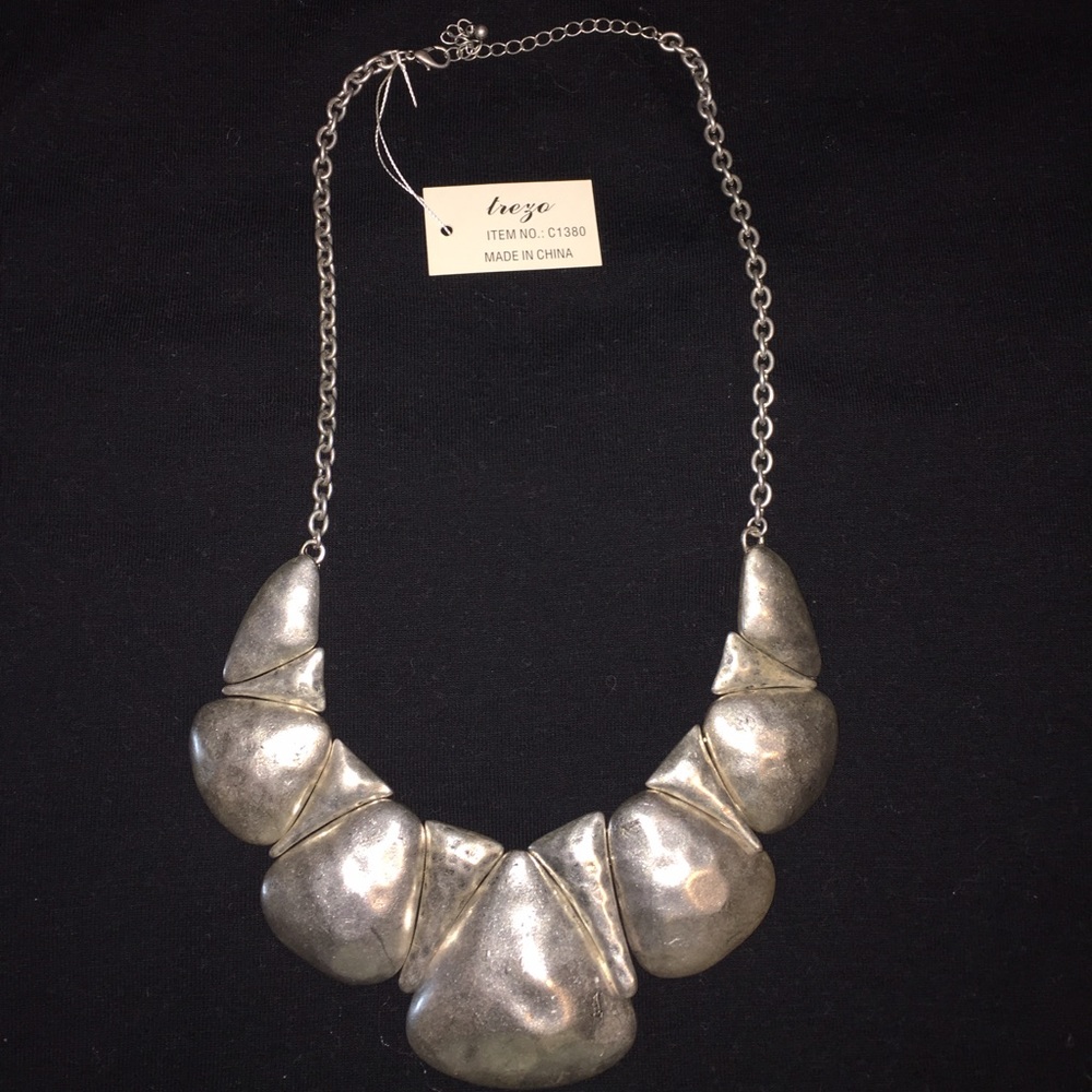 Silver statement necklace.
