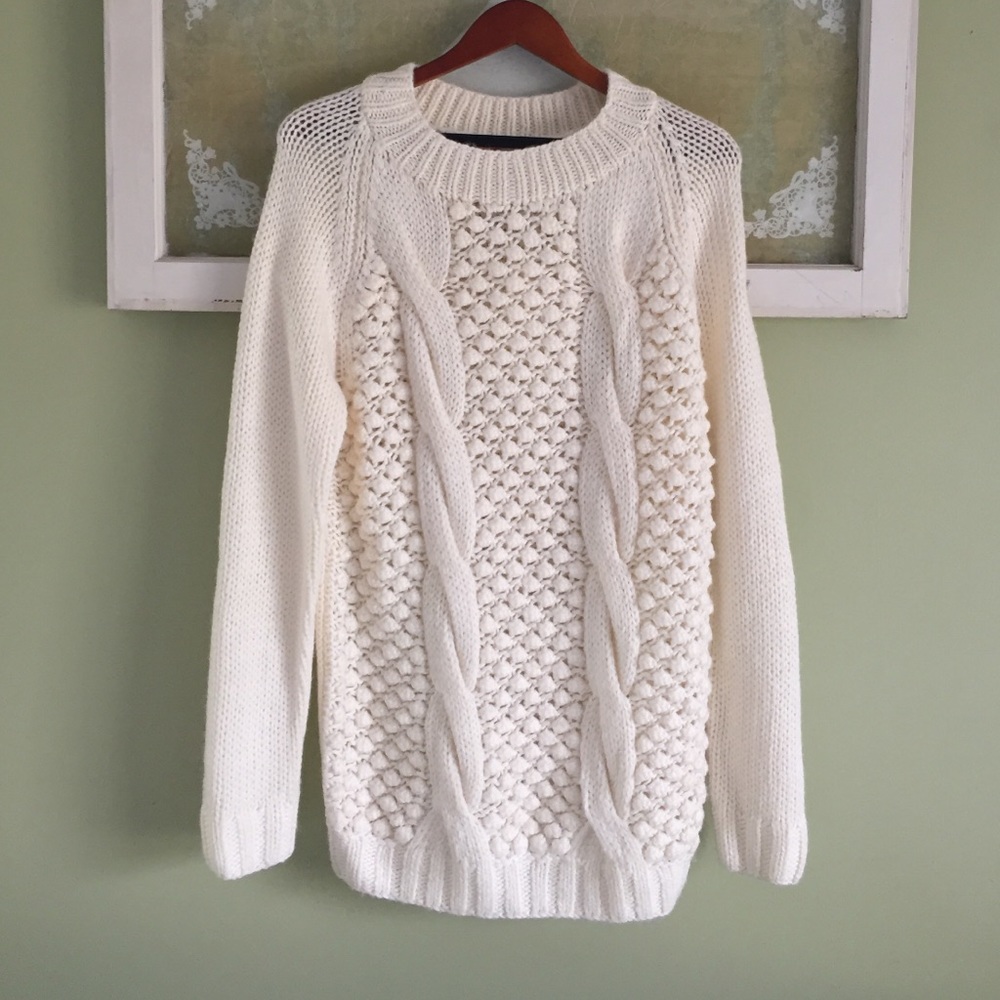 Long cream sweater - perfect with leggings