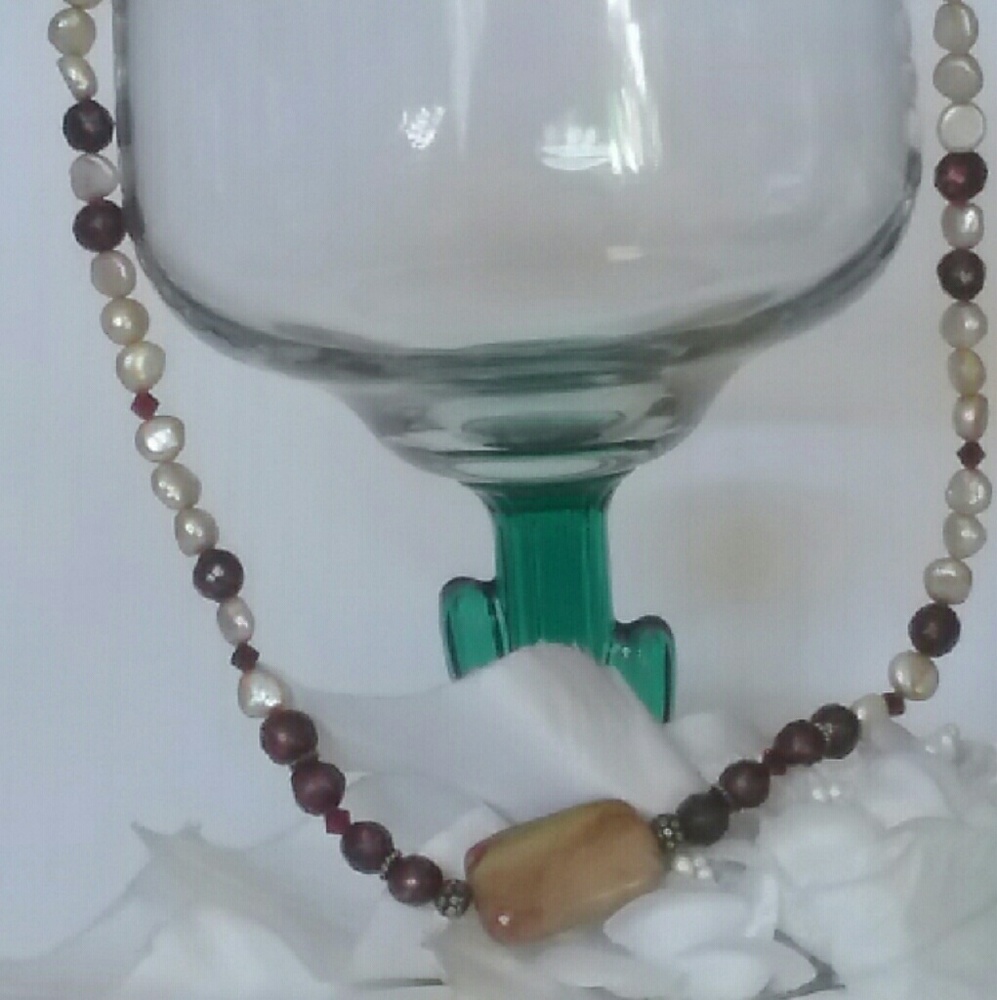 Gemstones Pearls Sterling Silver necklace