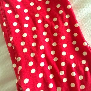 One size red and white polka dot leggings