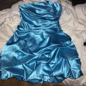 Gorgeous blue silk prom dress