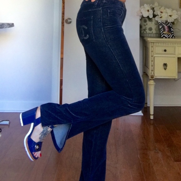 📍Sold📍Authentic Chanel Velvet jeans 💙❤️ - Picture 3 of 4