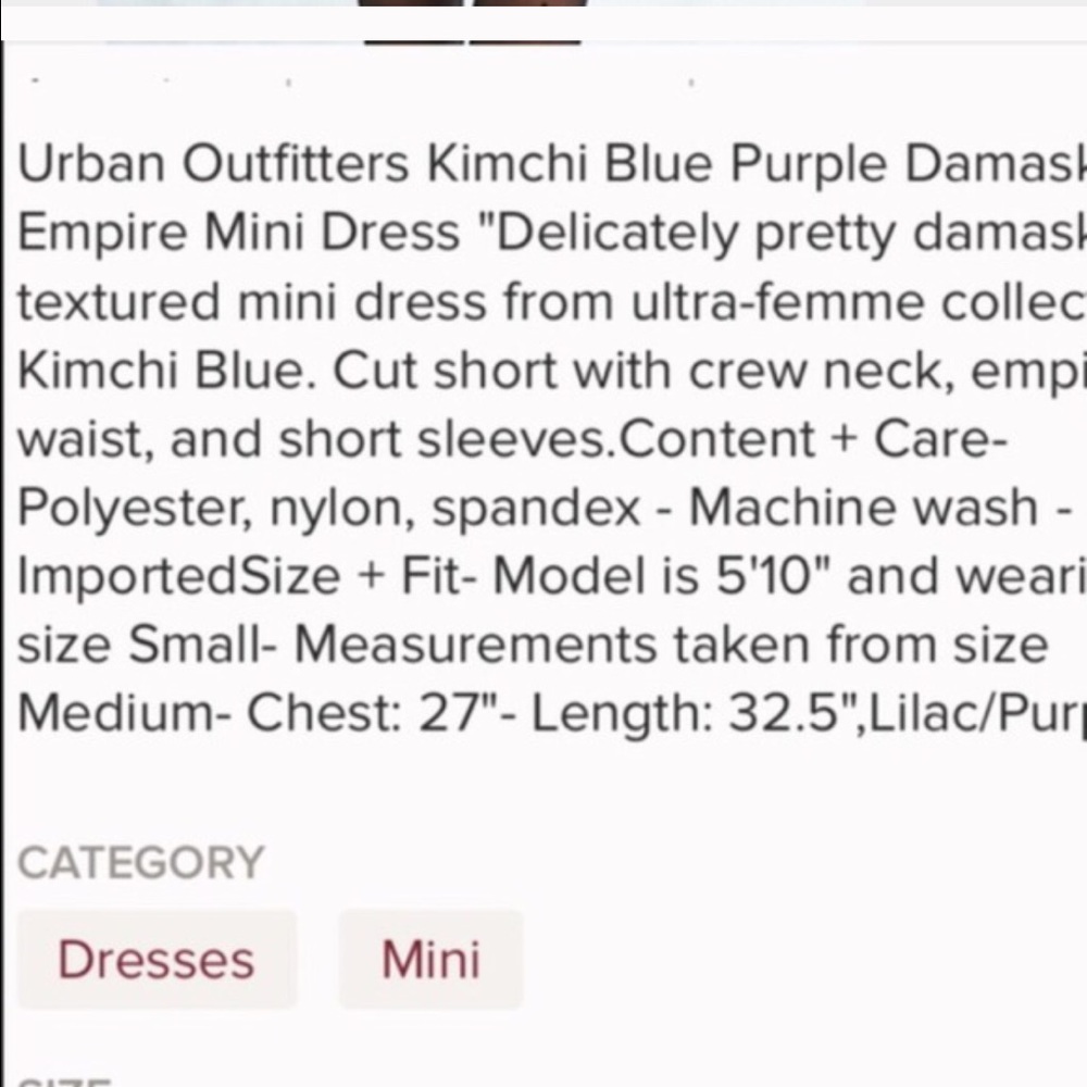 ❗️SOLD Urban Outfitter Kimchi Blue Dress NWT $79 - Picture 4 of 4