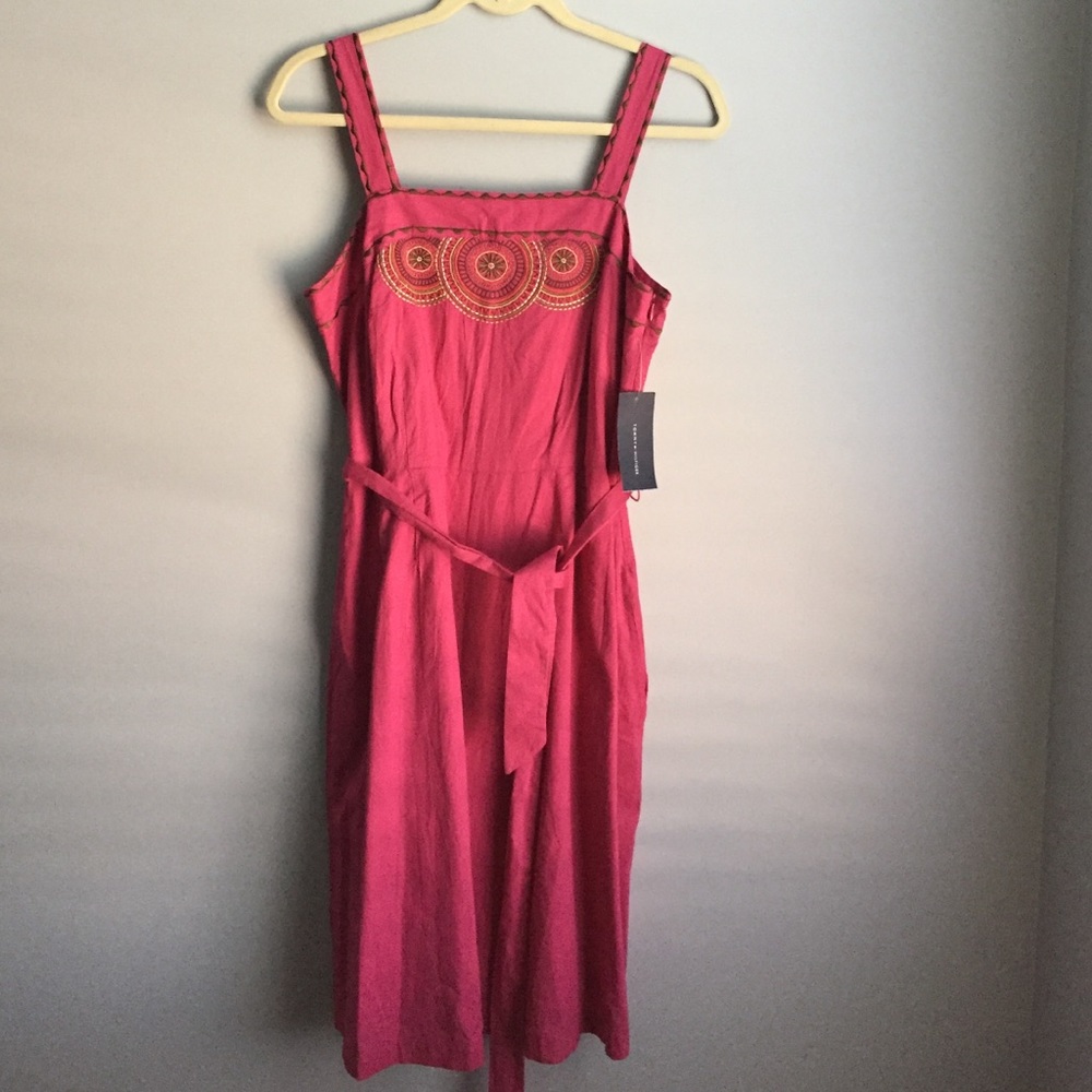 Fuschia embroidered dress