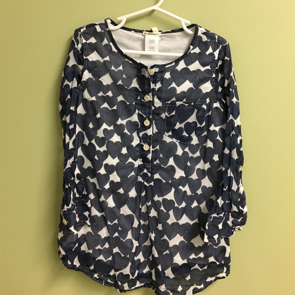 Girl's Crewcuts Long Sleeve Shirt w/ Heart Design