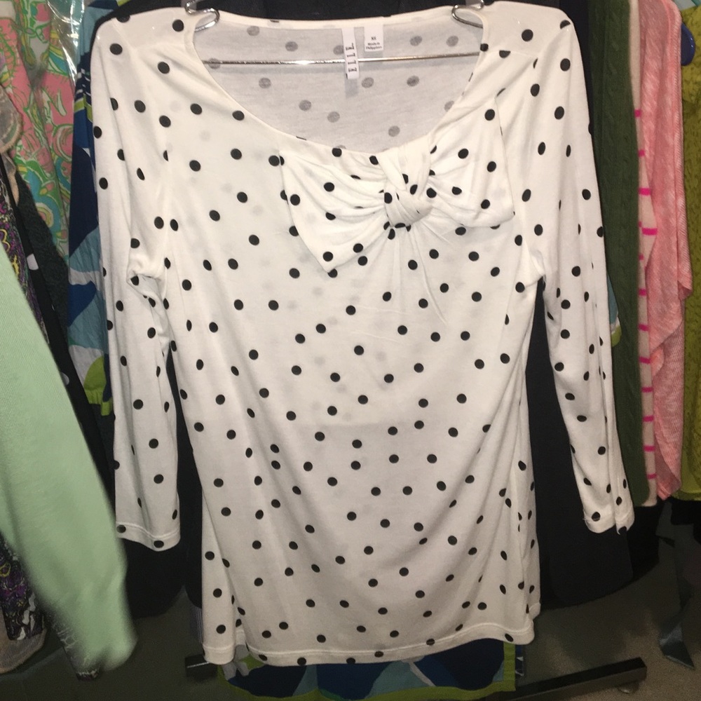 Elle Collection Creme/Black Polkadot Blouse.