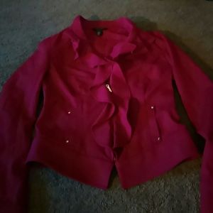 White House Black Market Gorgeous Red Zip Blazer
