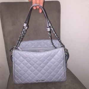 Michael Kors Rachel XL Satchel Leather Gray/Blue