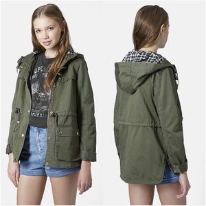Topshop Hooded Lightweight Khaki Jacket Parka US 2