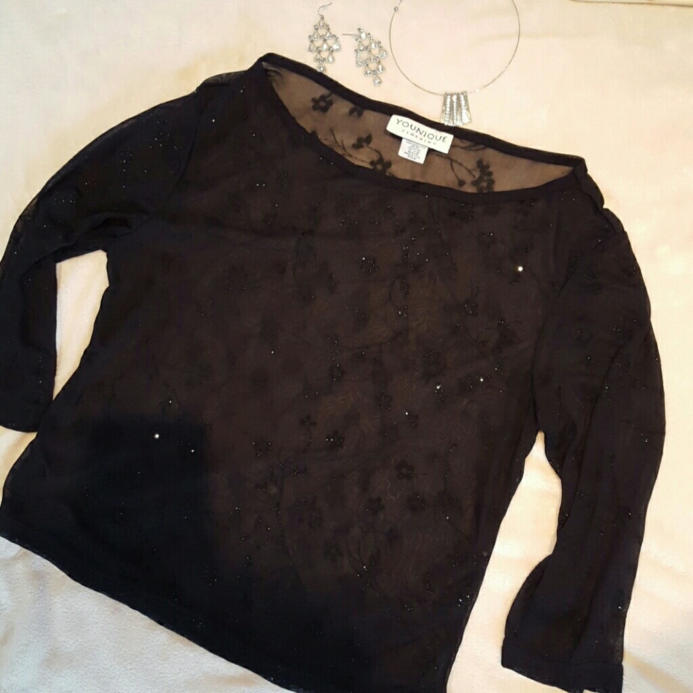 Three quarter length black sheer shirt