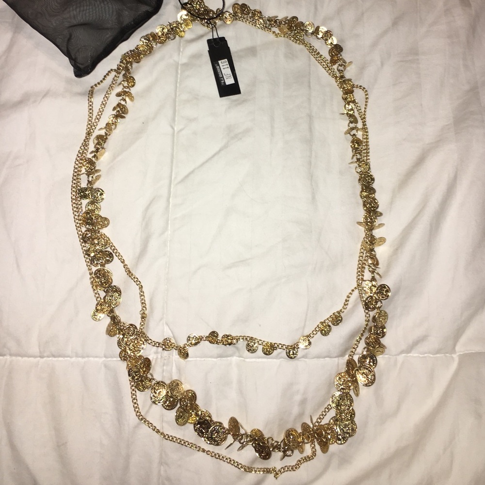 Long adjustable gold chain necklace