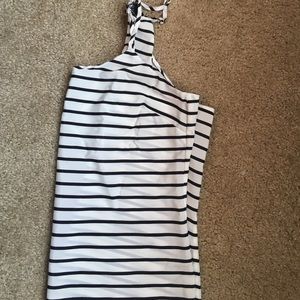 J. Crew black and white sheer razor back tank