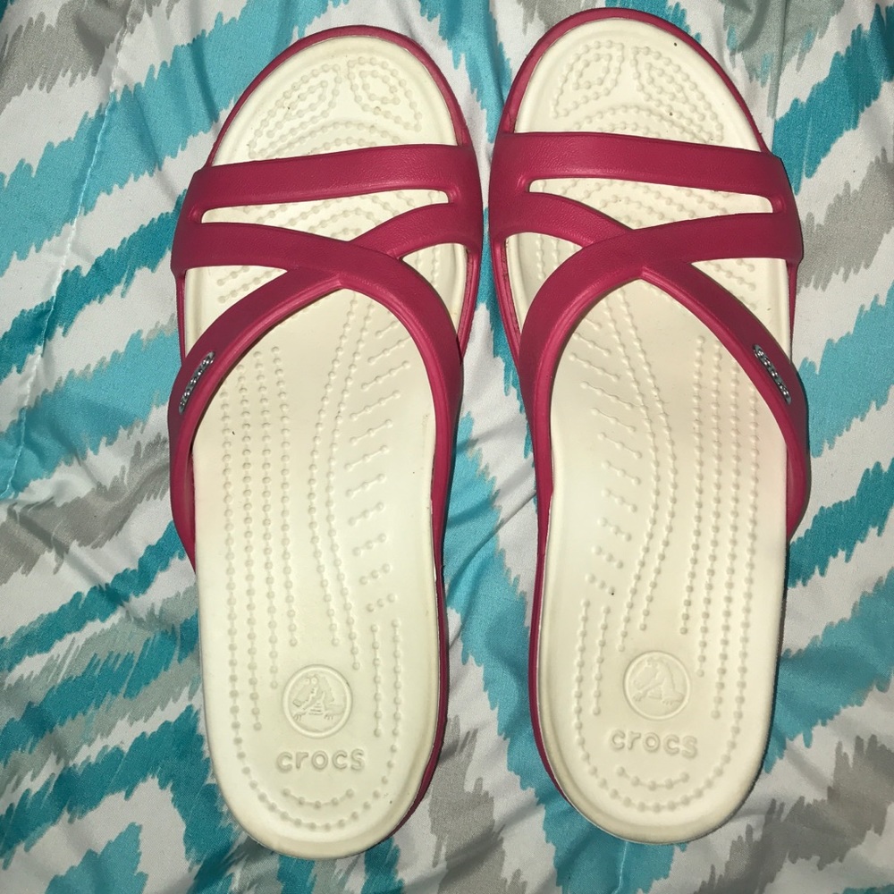 🐊💖 Pink CROC Wedge Sandals 💖🐊