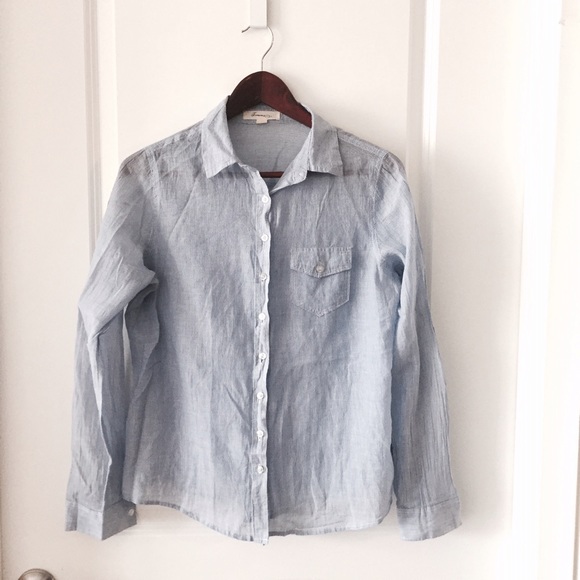 F21 Blue and White Stripe Shirt -- Med - Picture 1 of 2