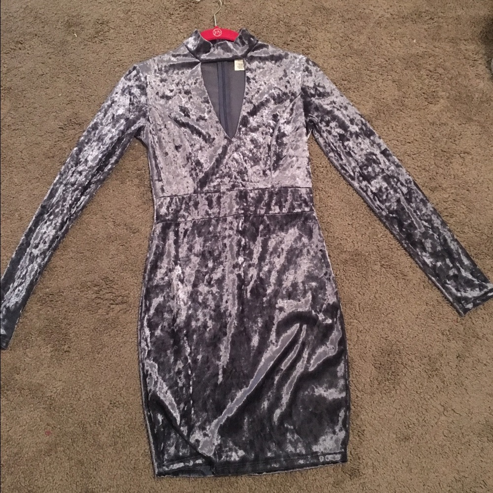 Silver velvet dress