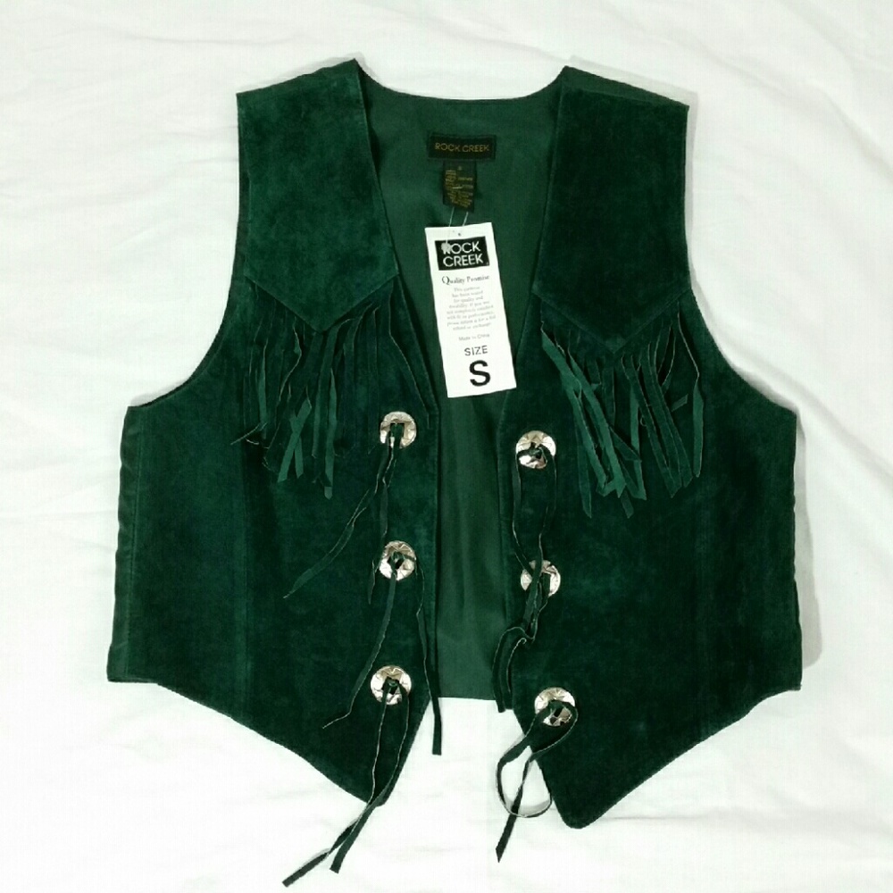ROCK CREEK Suede Boho Vest 100% Leather