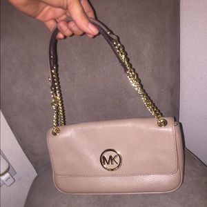 Michael Kors Leather Fulton DK Dune Beige Shoulder