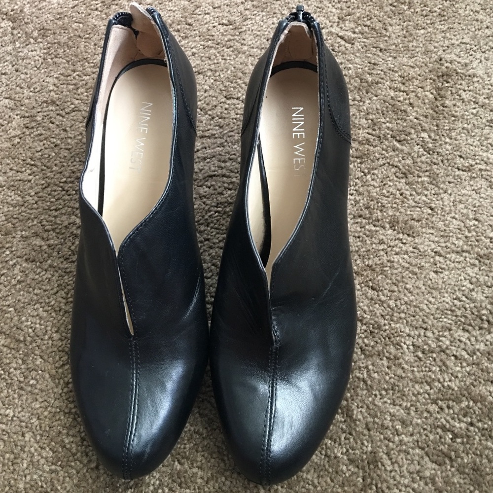 Black leather booties