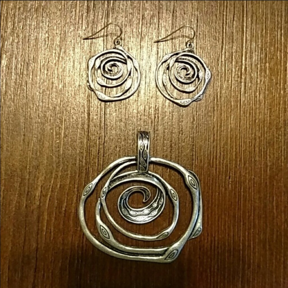 Silver Swirl Earrings & Necklace Enhancer