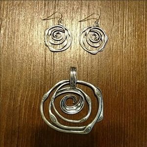 Silver Swirl Earrings & Necklace Enhancer