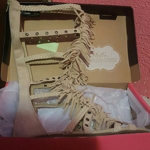 Fringe gladiator sandals