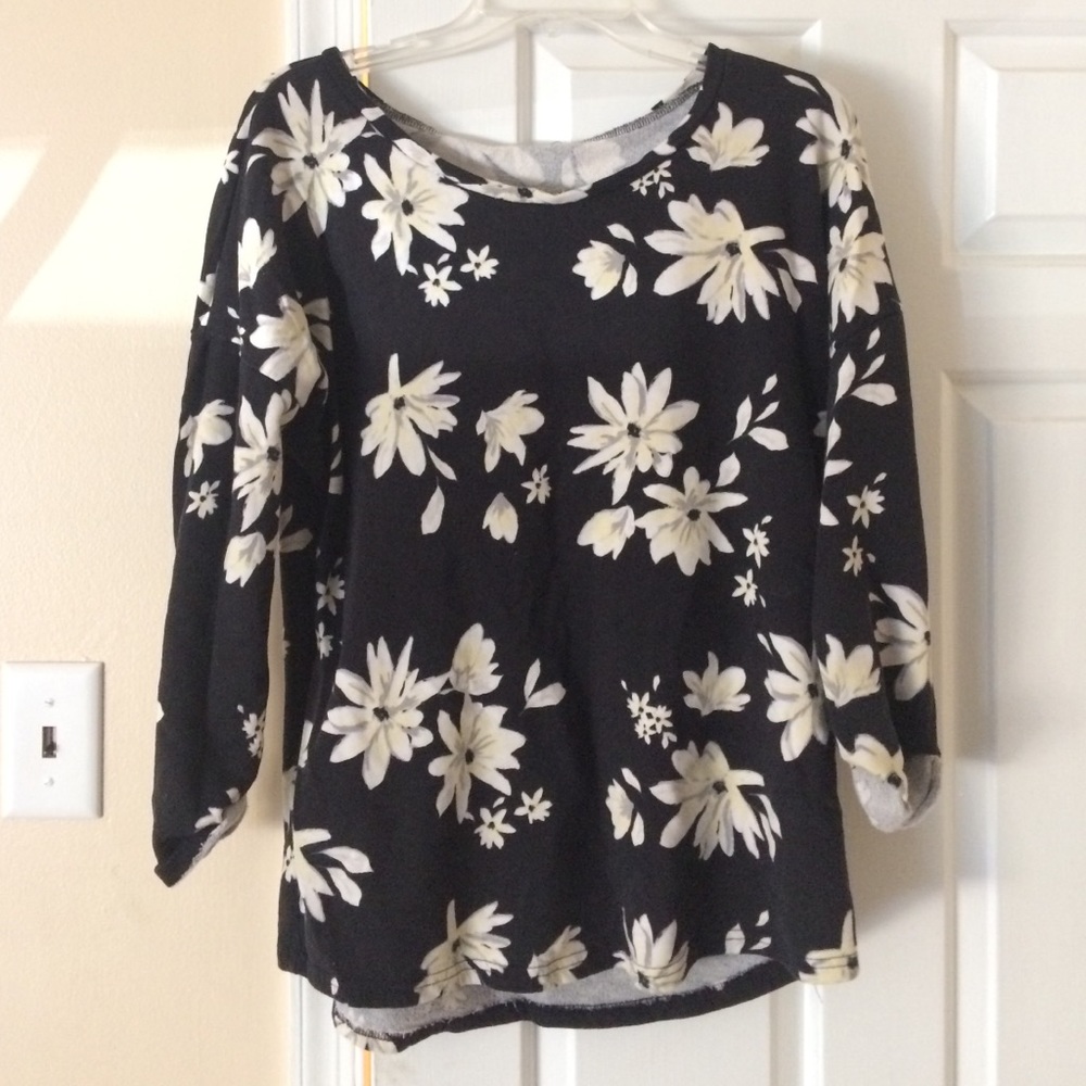Black Floral Long Sleeve Shirt