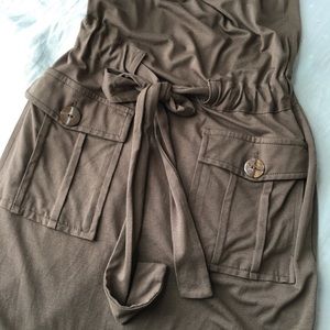 Mocha Jersey Drop Waist Shirt Dress