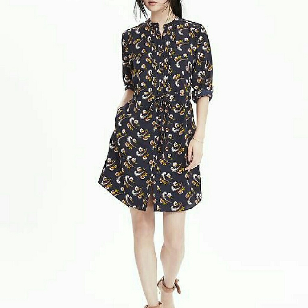 Banana Republic Floral Long Sleeve Shirtdress