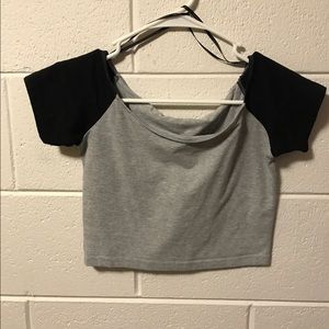Grey and black crop top