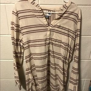 Maroon and off white striped tunic